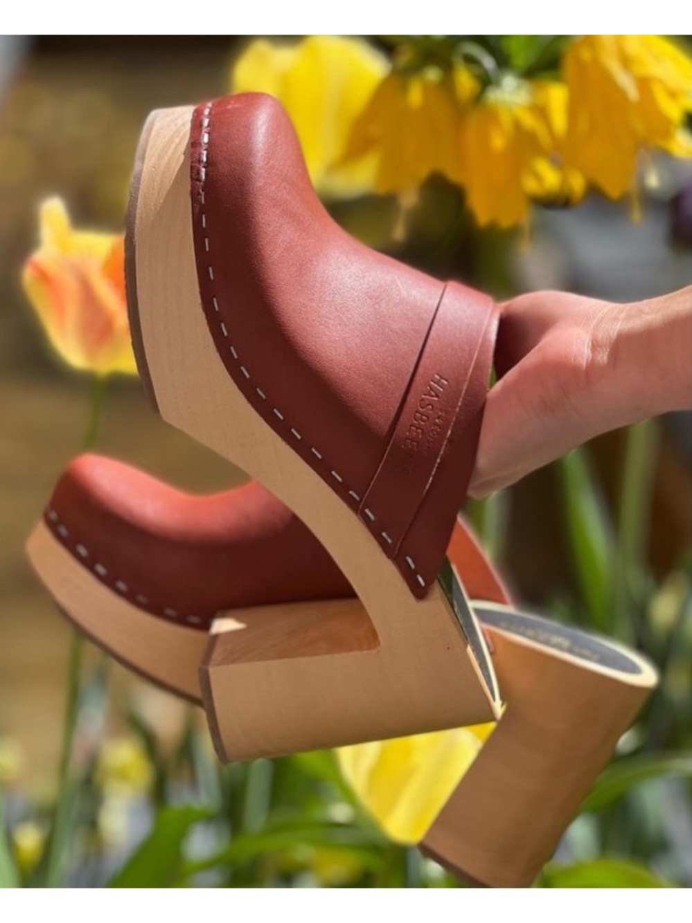 Swedish Hasbeens Husband Sky High Clogs 36